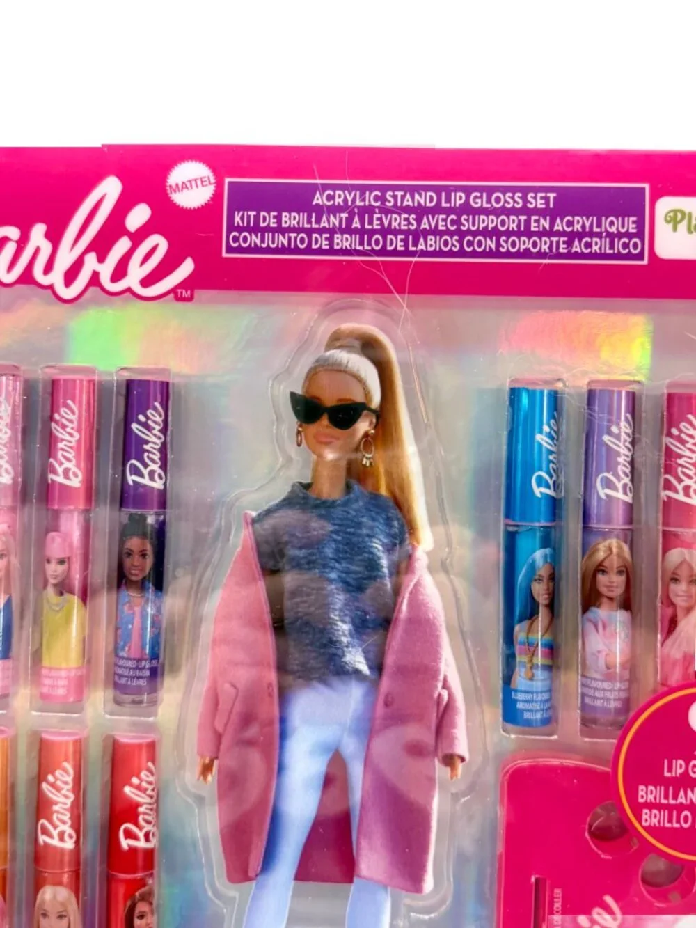 Barbie Plant Based Lip Gloss & Acrylic Storage, Display Stand NEW (No Doll)